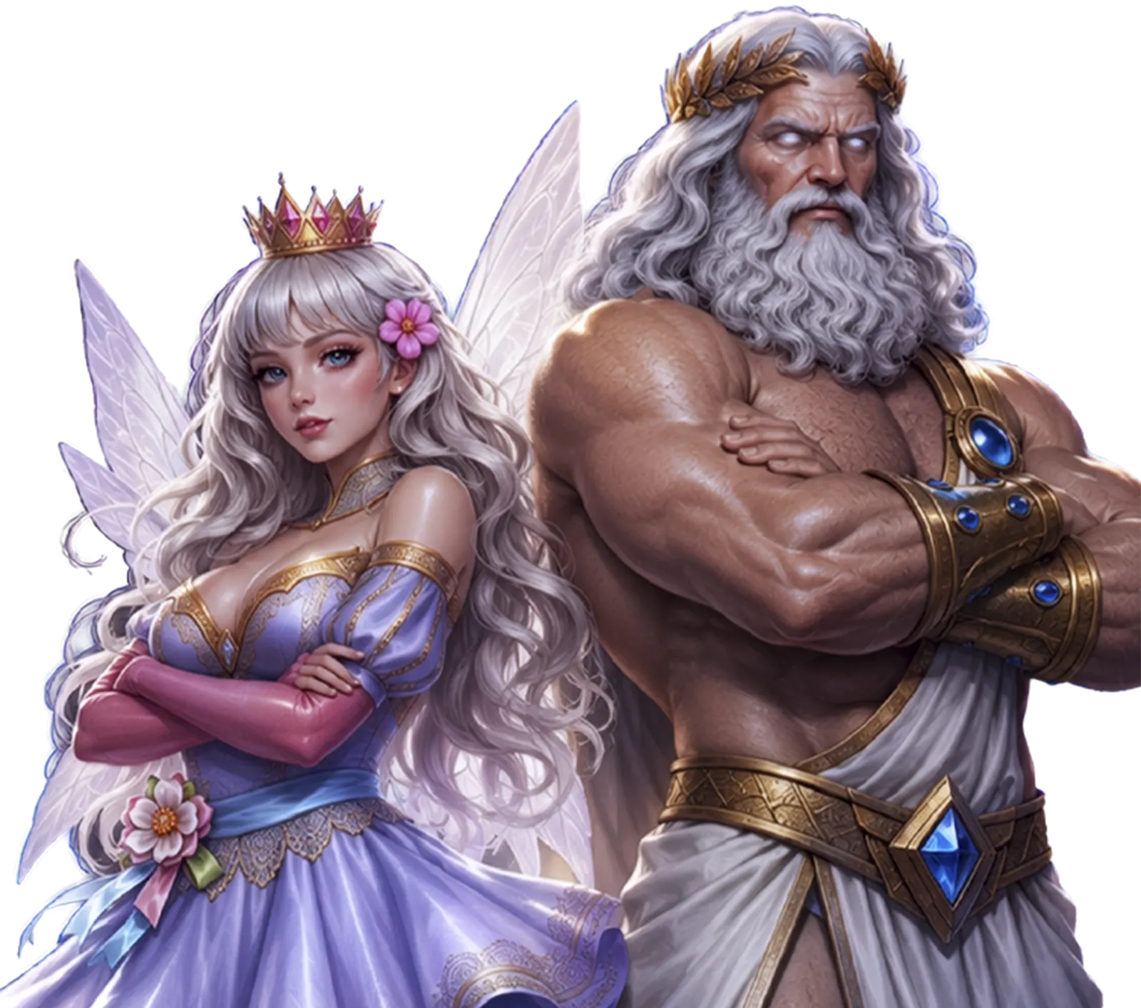 El hada y Zeus, personajes de los tragamonedas de Estelarbet